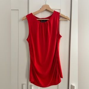 Sleeveless ruched red shirt